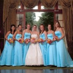 Girls use tiffany blue bridesmaid dresses