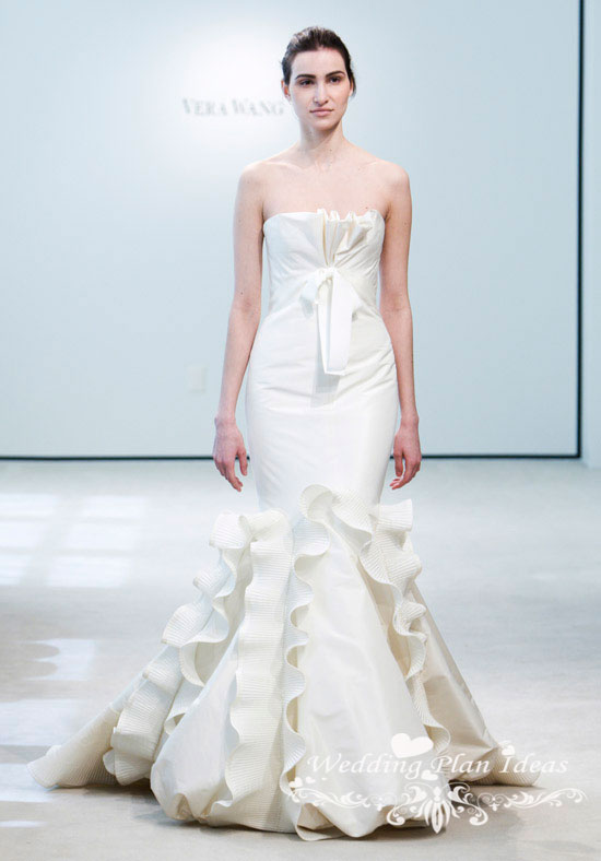 White mermaid fall wedding dresses by Vera Wang