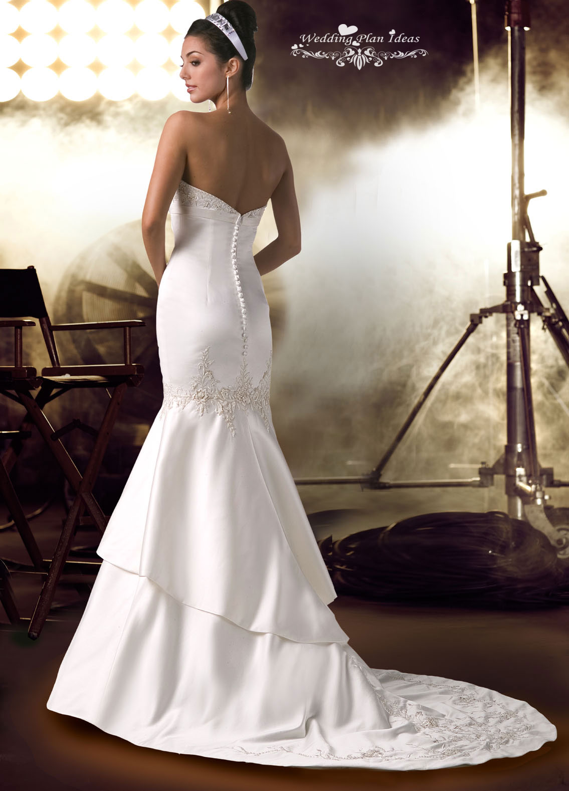 White satin fall mermaid wedding dresses