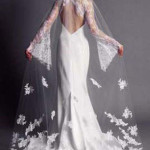 Lace wedding dress with veil