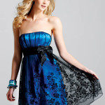 Blue Strapless Short Prom Dresses