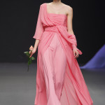 Beautiful Asymetric Pink Wedding dress by Elio Berhanyer Bridal 