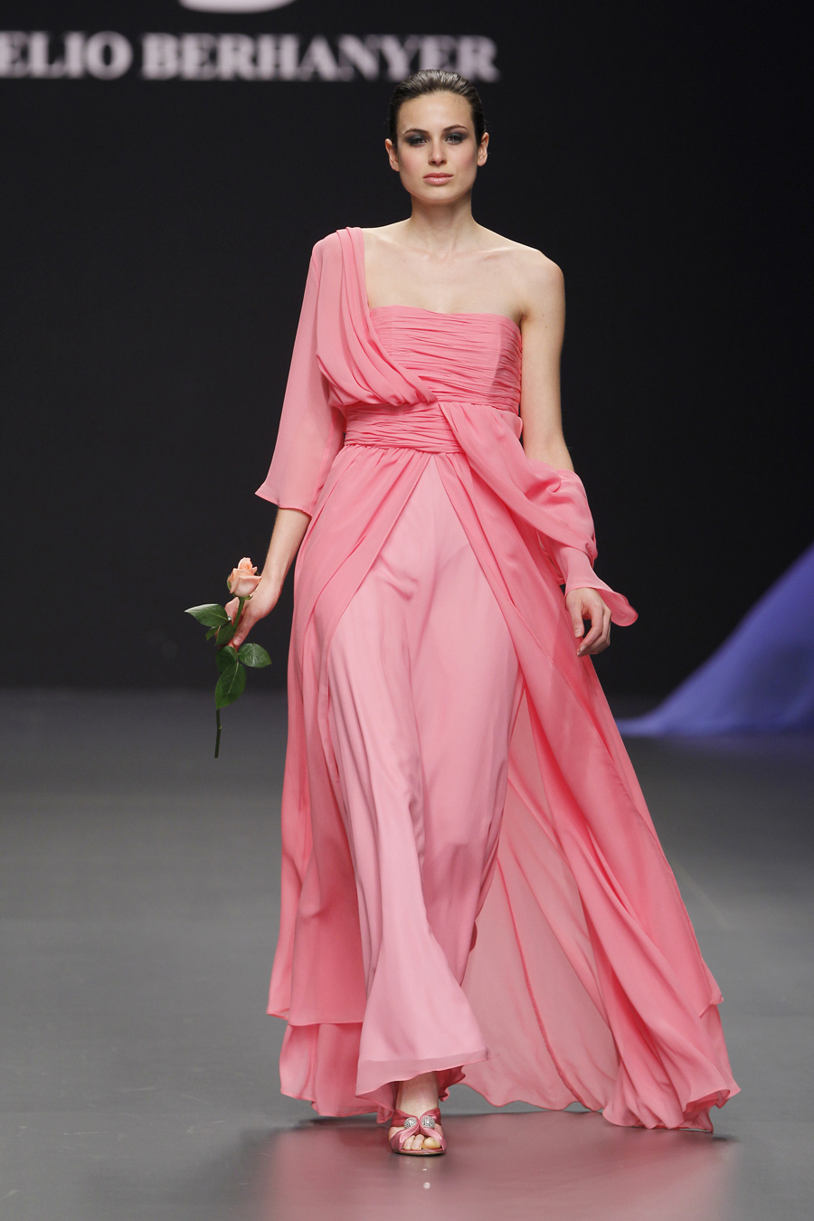 Beautiful Asymetric Pink Wedding dress by Elio Berhanyer Bridal