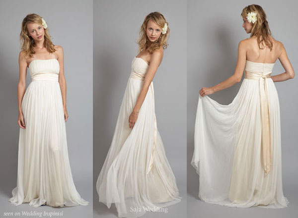 strapless greek goddess wedding dress