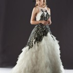 Fleur White Black Wedding Dress with Peacock Embroidery