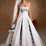Luxury White Black Wedding Dress