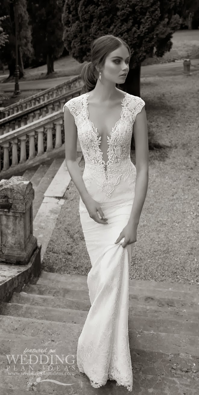 Simple wedding dress with full embroidery