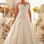 Illusion Neckline Bodice Plus Size Wedding Dress