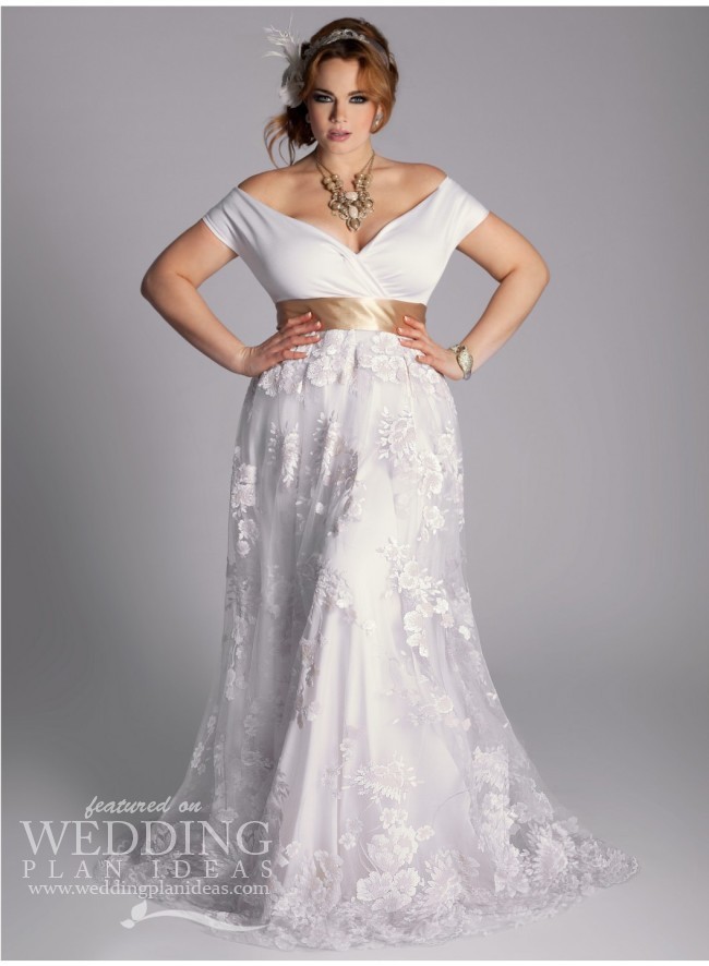 Sexy Plus Size Off Shoulder Lace Wedding Dress