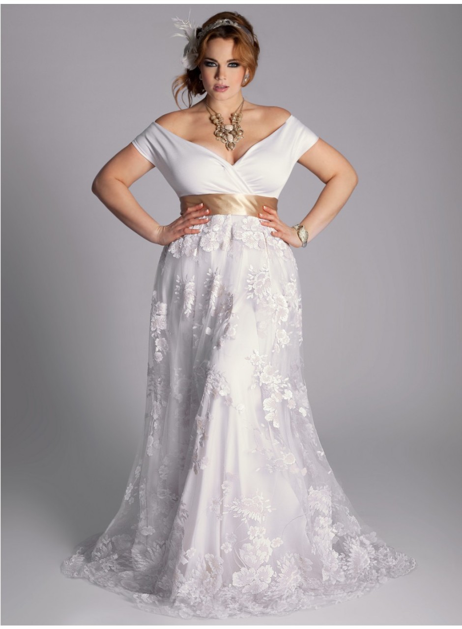 Sexy Plus Size Off Shoulder Lace Wedding Dress