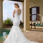 Sleeveless Trumpet Wedding Dress - Cheap Wedding Dress - Back View