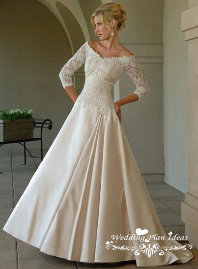 Satin lace wedding dresses