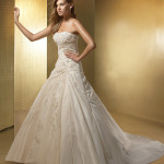 strapless ivory wedding dresses with embroidery by benjamin roberts